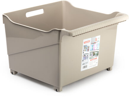 Forte Plastics Plasticforte opberg Trolley Container - beige - op wieltjes - L39 x B38 x H26 cm - kunststof - Opberg trolley