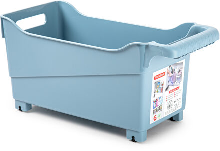 Forte Plastics Plasticforte opberg Trolley Container - ijsblauw - op wieltjes - L38 x B18 x H18 cm - kunststof - Opberg trolley