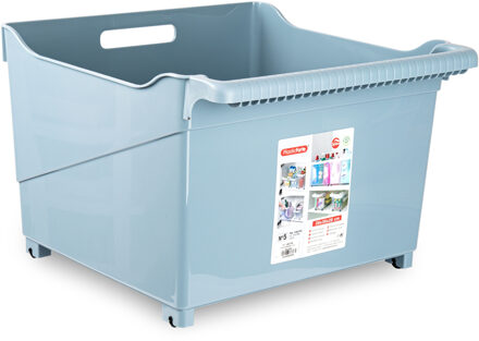 Forte Plastics Plasticforte opberg Trolley Container - ijsblauw - op wieltjes - L39 x B38 x H26 cm - kunststof - Opberg trolley