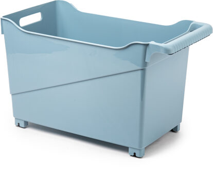 Forte Plastics Plasticforte opberg Trolley Container - ijsblauw - op wieltjes - L45 x B24 x H27 cm - kunststof - Opberg trolley