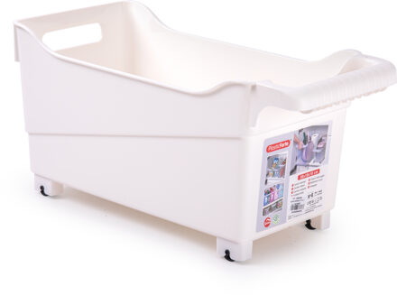 Forte Plastics Plasticforte opberg Trolley Container - ivoor wit - op wieltjes - L38 x B18 x H18 cm - kunststof - Opberg trolley