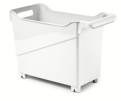 Forte Plastics Plasticforte opberg Trolley Container - ivoor wit - op wieltjes - L38 x B18 x H26 cm - kunststof - Opberg trolley