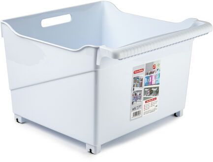 Forte Plastics Plasticforte opberg Trolley Container - ivoor wit - op wieltjes - L39 x B38 x H26 cm - kunststof - Opberg trolley