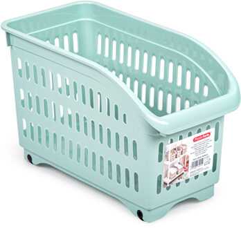 Forte Plastics Plasticforte opberg Trolley Container - mintgroen - op wieltjes - L30 x B15 x H18 cm - kunststof - Opberg trolley