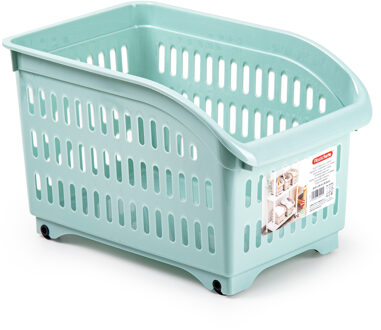 Forte Plastics Plasticforte opberg Trolley Container - mintgroen - op wieltjes - L30 x B18 x H19 cm - kunststof - Opberg trolley