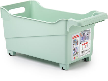 Forte Plastics Plasticforte opberg Trolley Container - mintgroen - op wieltjes - L38 x B18 x H18 cm - kunststof - Opberg trolley