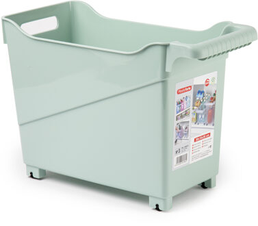 Forte Plastics Plasticforte opberg Trolley Container - mintgroen - op wieltjes - L38 x B18 x H26 cm - kunststof - Opberg trolley