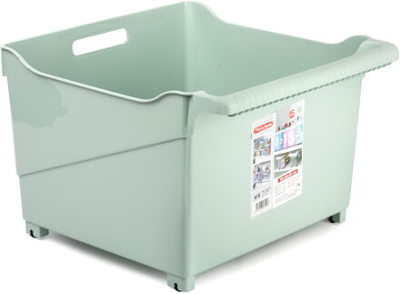 Forte Plastics Plasticforte opberg Trolley Container - mintgroen - op wieltjes - L39 x B38 x H26 cm - kunststof - Opberg trolley