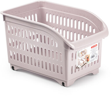 Forte Plastics Plasticforte opberg Trolley Container - roze - op wieltjes - L30 x B18 x H19 cm - kunststof - Opberg trolley