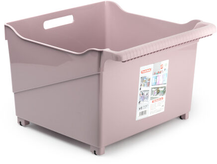 Forte Plastics Plasticforte opberg Trolley Container - roze - op wieltjes - L39 x B38 x H26 cm - kunststof - Opberg trolley