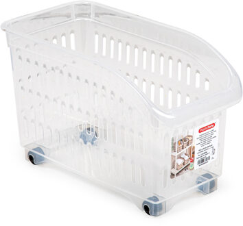 Forte Plastics Plasticforte opberg Trolley Container - transparant - op wieltjes - L30 x B15 x H18 cm - kunststof - Opberg trolley