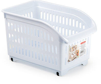 Forte Plastics Plasticforte opberg Trolley Container - wit - op wieltjes - L30 x B18 x H19 cm - kunststof - Opberg trolley