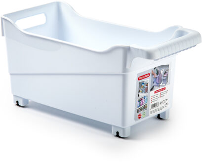 Forte Plastics Plasticforte opberg Trolley Container - wit - op wieltjes - L38 x B18 x H18 cm - kunststof - Opberg trolley