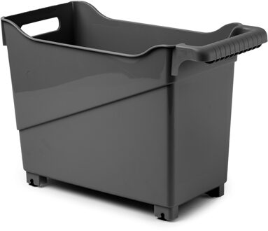 Forte Plastics Plasticforte opberg Trolley Container - zwart - op wieltjes - L38 x B18 x H26 cm - kunststof - Opberg trolley