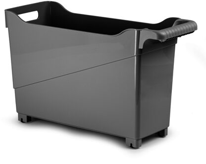 Forte Plastics Plasticforte opberg Trolley Container - zwart - op wieltjes - L45 x B17 x H29 cm - kunststof - Opberg trolley