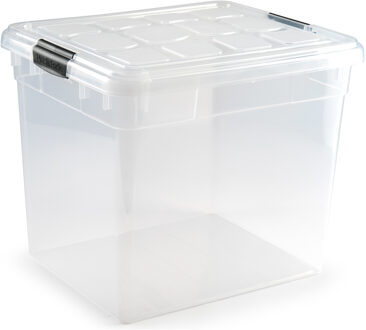 Forte Plastics PlasticForte Opbergbox - met deksel - 35 liter - 42 x 36 x 35 cm - Opbergbox Transparant