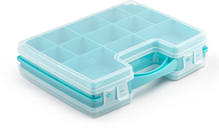 Forte Plastics Plasticforte Opbergkoffertje/opberg/sorteerbox - 21-vaks - kunststof - blauw - 28 x 21 x 6 cm - Opbergbox