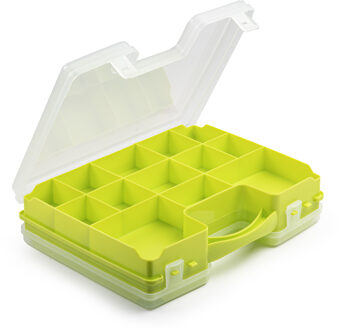 Forte Plastics Plasticforte Opbergkoffertje/opberg/sorteerbox - 21-vaks - kunststof - groen - 28 x 21 x 6 cm - Opbergbox