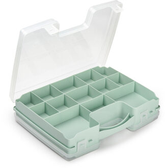 Forte Plastics Plasticforte Opbergkoffertje/opberg/sorteerbox - 21-vaks - kunststof - mintgroen - 28 x 21 x 6 cm - Opbergbox