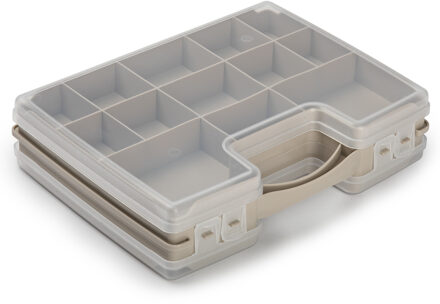 Forte Plastics Plasticforte Opbergkoffertje/opberg/sorteerbox - 21-vaks - kunststof - taupe - 28 x 21 x 6 cm - Opbergbox