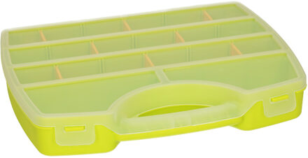 Forte Plastics Plasticforte Opbergkoffertje/opbergdoos/sorteerbox - 13-vaks - kunststof - groen - 25 x 21 x 4 cm - Opbergbox