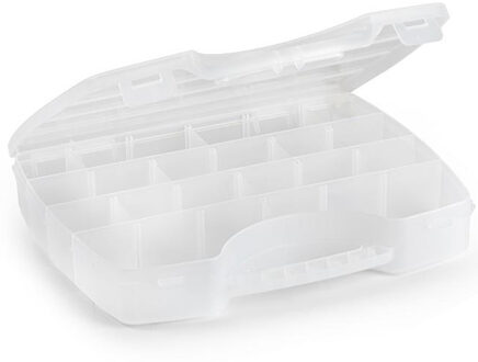 Forte Plastics Plasticforte Opbergkoffertje/opbergdoos/sorteerbox - 13-vaks - kunststof - transparant - 25 x 21 x 4 cm - Opbergbox