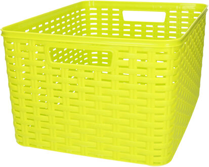 Forte Plastics Plasticforte Opbergmand - Kastmand - rotan kunststof - limegroen - 18 Liter - 29 x 39 x 20 cm - Opbergmanden