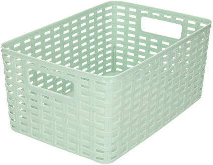 Forte Plastics Plasticforte Opbergmand - Kastmand - rotan kunststof - mintgroen - 6 Liter - 19 x 29 x 13 cm - Opbergmanden