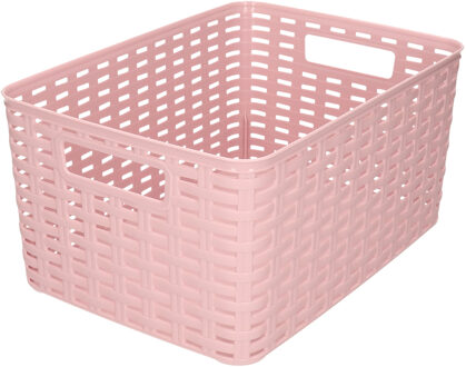 Forte Plastics Plasticforte Opbergmand - Kastmand - rotan kunststof - oud roze - 18 Liter - 29 x 39 x 20 cm - Opbergmanden