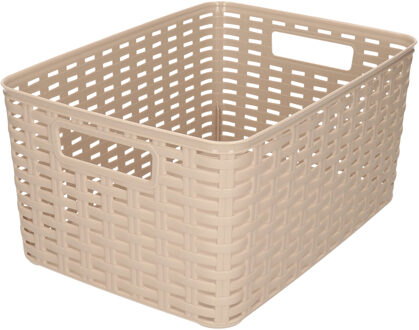 Forte Plastics Plasticforte Opbergmand - Kastmand - rotan kunststof - taupe - 10 Liter - 22 x 33 x 16 cm - Opbergmanden