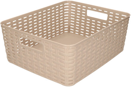 Forte Plastics Plasticforte Opbergmand - Kastmand - rotan kunststof - taupe - 12 Liter - 30 x 37 x 13 cm - Opbergmanden