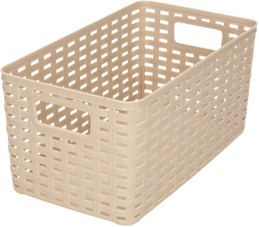 Forte Plastics PlasticForte Opbergmand - Kastmand - rotan kunststof - taupe - 5 Liter - 15 x 28 x 13 cm - Opbergmanden