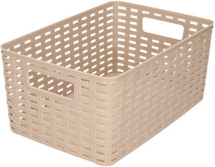 Forte Plastics Plasticforte Opbergmand - Kastmand - rotan kunststof - taupe - 6 Liter - 19 x 29 x 13 cm - Opbergmanden