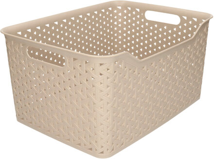 Forte Plastics Plasticforte opbergmand/kastmandje - 18 liter - beige - kunststof - 29 x 39 x 19 cm - Opbergmanden