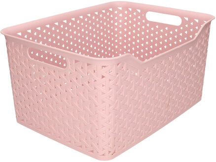 Forte Plastics Plasticforte opbergmand/kastmandje - 18 liter - roze - kunststof - 29 x 39 x 19 cm - Opbergmanden