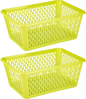 Forte Plastics Plasticforte opbergmand/kastmandje - 2x - 13 liter - groen - kunststof - 26 x 37 x 14 cm - Opbergbox