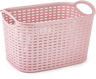 Forte Plastics Plasticforte opbergmand/kastmandje - 6,4 liter - roze - kunststof - 19 x 29 x 18 cm - Opbergmanden