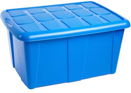 Forte Plastics Plasticforte Opslagbox met deksel - Blauw - 60L - kunststof - 63 x 46 x 32 cm - Opbergbox