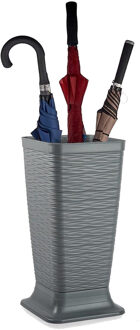 Forte Plastics Plasticforte Paraplubak/parapluhouder Waves - grijs - glad kunststof - D26 x H52 cm - hoge voet - Paraplubakken