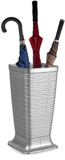 Forte Plastics Plasticforte Paraplubak/parapluhouder Waves - zilvergrijs - glad kunststof - D26 x H52 cm - hoge voet - Paraplubakken Zilverkleurig