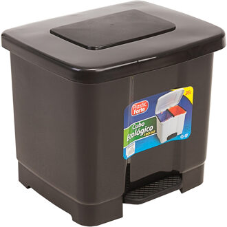 Forte Plastics Plasticforte Pedaalemmer - 2-vaks - donkergrijs - 35L - 43 x 38 cm - Pedaalemmers