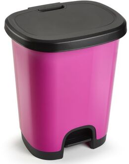 Forte Plastics PlasticForte Pedaalemmer - kunststof - zwart-roze - 18 liter - Pedaalemmers