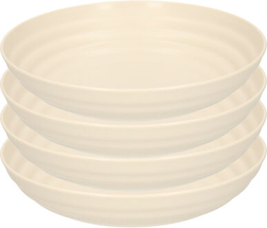 Forte Plastics PlasticForte Rond bord/camping - 4x - diep bord - D19 cm - beige - kunststof - soepborden - Diepe borden