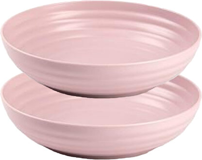 Forte Plastics Plasticforte Rond bord/camping - 4x - diep bord - D22 cm - oud roze - kunststof - onbreekbaar - Diepe borden
