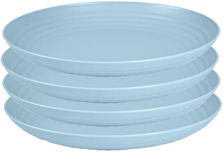 Forte Plastics PlasticForte Rond bord/camping bord - 4x - D22 cm - ijsblauw - kunststof - Dinerborden