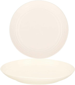 Forte Plastics PlasticForte Rond bord/camping bord - 4x - D22 cm - ivoor wit - kunststof - Dinerborden