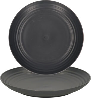 Forte Plastics PlasticForte Rond bord/camping bord - 4x - D22 cm - zwart - kunststof - Dinerborden