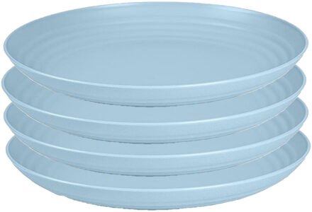 Forte Plastics PlasticForte Rond bord/camping bord - 4x - D25 cm - ijsblauw - kunststof - Dinerborden