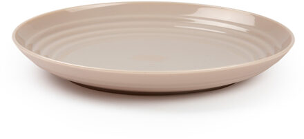 Forte Plastics PlasticForte Rond diner bord/camping bord - Dia 25 cm - beige - kunststof - Dinerborden