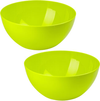 Forte Plastics Plasticforte Serveerschaal/saladeschaal - 2x stuks - D28 x H14 cm - kunststof - groen - Serveerschalen